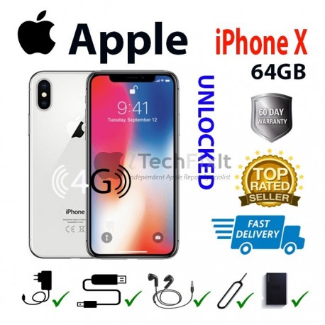 Apple iphone x 64GB (Smartphone) Silver Unlocked for any network